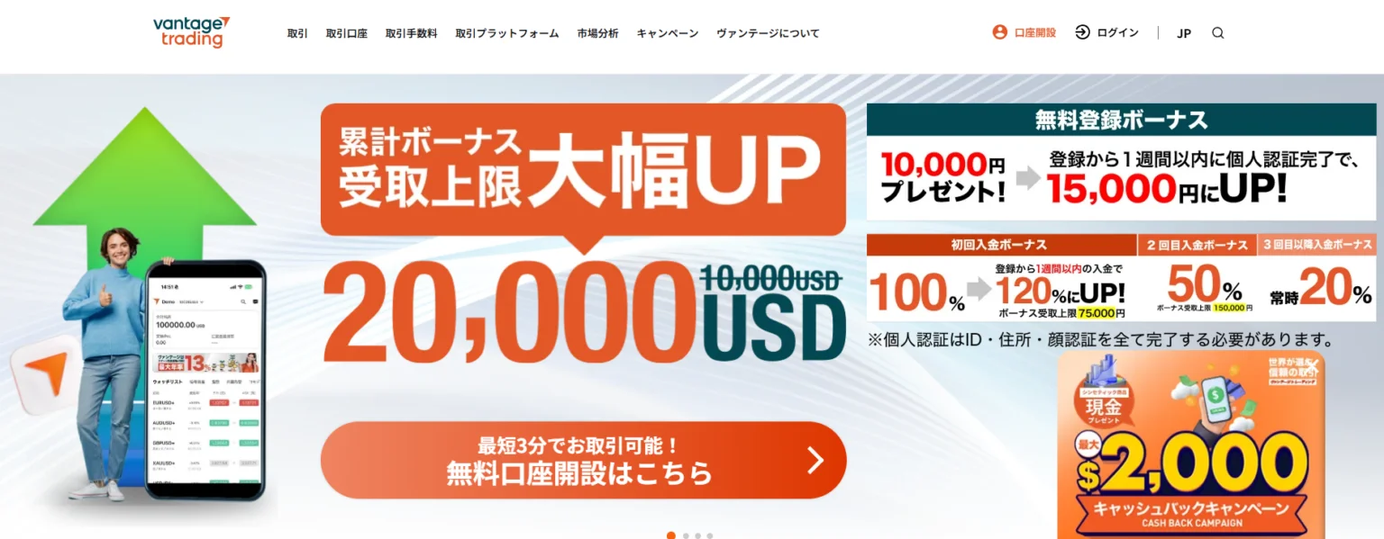 おすすめの海外FX業者Vantageの公式サイト